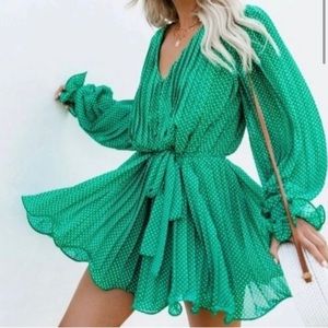 Vici Viera Polka Dot Pleated Romper